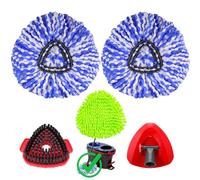 Spin Mop Replacement Head for O Cedar RinseClean 2 Tank System, 2 Microfiber Mop Head Refills, 1 Chenille Mop Pads,1 Upgrade Scrub Brush, 1 Spin Mop Base for Cedar RinseClean Mop
