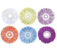 Spin Mop Replacement Heads, 6.3 Inch Microfiber Mop Refills Compatible with Hurricane, Mopnado, Simpli Magic and Other 360° Spin Mop Systems, Round Standard Universal Mop Pads (6 Colors)
