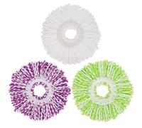 Spin Mop Replacement Heads, 6.3 Inch Microfiber Mop Refills for Hurricane, Mopnado, Simpli Magic and Other 360° Spin Mop Systems, Round Standard Universal Mop Pads (White,Light Purple,Green)