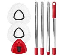 Spin Mop Replacement Set for O-Cedar EasyWring 1-Tank System, Includes 2 Mop Head Replacement, 1 Mop Handle (30-58in Adjustable 4-Section Pole), 1 Spin Mop Base