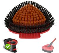 Spin Mop Scrubbing Brush Replacement Head and Base Compatible with Vileda Turbo Mop and Floor Scrubbing Brush Triangle Hard Bristles Cleaning Brush for Bathroom Kitchen Pool Garage Patio (Red-1 Pack)