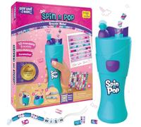 Spin n Pop DIY Bracelet Making Kit| Patented Electric Bracelet Maker for Kids 8-12| Create 10 Unique Bracelets with Shiny Foil Beads, Alphabet Beads & Clasps|for Girls & Teens, Blue & Green