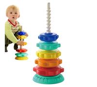 Spin Stacking Toy - ABS Rainbow, Ring Tower, Cognitive Play System | Perfect For Preschool Learning, Sensory Stimulation, Hands Brain Coordination, Emotional Development, Interactive Playtime