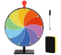 Spin the Wheel Prize Wheel, 12 Inch 10 Slots Color Prize Wheel Spinner with Stand, Reusable Spinning Wheel with Dry Erase Marker and Eraser for Trade Show, Carnival