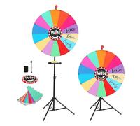 Spin The Wheel With Stand - 24 Inch Prize Wheel Spinner For Carnivals And Parties | Adjustable Height Reusable Fortune Wheels Fors Classroom Ands Shopping Events | Portable 14-Slot Rotating Game Tool
