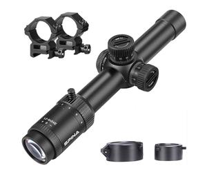 SPINA OPTICS 1.2-6x24 FFP First Focus Plane Telescopic Sight Tactical Hunting Rifle Scope Scopesights with Mil-dot Reticle (with 20mm ring mount)