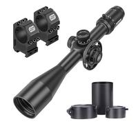 SPINA OPTICS 6-24x50E FFP II Rifle Scopes First Focal Plane (FFP) Riflescope with Red MRAD Precision Tree Reticle and Sunshade (with 20mm mounts)
