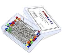 SPINBUZZ 48mm Extra Long Sewing Pins with Glass Heads 50 Pieces - 0.8mm thick Quilting Pins for Dressmaking, Jewellery & Crafts