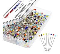 SPINBUZZ Sewing Pins with Glass Heads 250 Pieces - 38 mm Long, Straight for Dressmaking, Quilting, Jewellery & Crafts