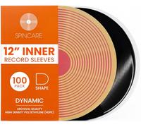 SPINCARE 100x 12 Inch Anti Static Inner Vinyl Record Sleeves | Dynamic Rounded Edge Plastic LP Sleeve | Replace Cardboard PVC & Paper Sleeves | Premium 50 Micron HDPE - Won't Bunch Or Collapse