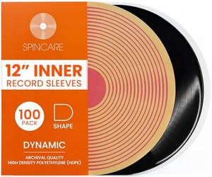 SPINCARE 100x 12 Inch Dynamic Anti-Static Inner Vinyl Record Sleeves