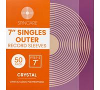 SPINCARE 50x 7 Inch Crystal Outer Vinyl Record Sleeves for Singles | Crystal-Clear 75-Micron Acid-Free Polypropylene | Fits 7-Inch Record Jackets | Archival Outer Sleeves for 45s