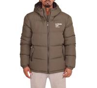 Spindle Closure London Mens Hooded Padded Quilted Warm Winter Jacket Khaki Green Coat Zip Pockets M