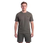 Spindle Men's 2-Piece Luxury Waffle Textured Short Set - Premium Geometric Grid Summer Travel Outfit - Matching T-Shirt & Secure Zip Pocket Shorts - Elite Holiday & Vacation Co-ord - Grey