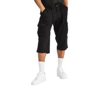 Spindle Mens 3/4 Long Summer Shorts Three Quarter Cargo Pockets Soft Cotton Pants Elasticated Waist Below The Knee Short Black 36