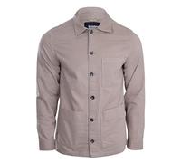 Spindle Men's Bewley and Ritch Cotton Shirt Jacket Casual Shacket Overshirt Work Coat Button Front Bedford Cord Fabric Corduroy Material On Trend Plain Shirts Stone L