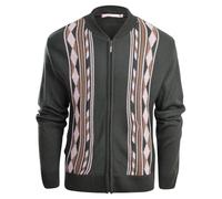 Spindle Men's Classic Grandad Cardigan - Thick Winter Knitwear Jumper with Full Zip Closure, 2 Front Pockets, and Neutral Colours - Quality Zipper Front Design Soft Granddad Cardi Olive M