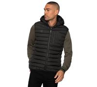 Spindle Mens Hooded BodyWarmer Gilet Hood Padded Gillet Zip Up Sleeveless Coat Zip Pocket Jacket Black XL