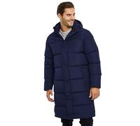 Spindle Mens Hooded Padded Long Puffer Coat Winter Longline Jacket Navy S