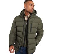 Spindle Mens Padded Winter Coat Zipped Hooded Puffer Double Layer Jacket Warm Outerwear Storm Cuffs Zip Chest Pocket + Inner Pocket Khaki M