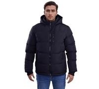 Spindle Mens Plain Black Fleece Lined Hooded Quilted Padded Puffer Jacket Insulated Warm Outdoor Coat Zip Pockets Inside Pocket Fleece Lined Pockets. Best for Autumn and Winter Black XXXL