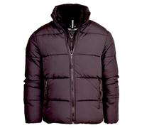 Spindle Mens Plain Black Heavyweight Funnel Neck Padded Winter Field Jacket Quilted Warm Coat Zip Side Pockets Inside Pocket Black L