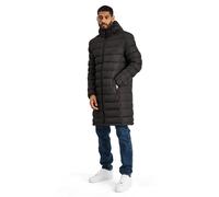 Spindle Mens Plain Black Hooded Padded Quilted Puffer Jacket Winter Coat 2 Zip Pockets Mens Plain Black Hooded Padded Quilted Puffer Jacket Winter Coat 2 Zip Pockets Black- Long XXL