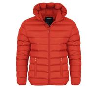 Spindle Mens Plain Black Hooded Padded Quilted Puffer Jacket Winter Coat 2 Zip PocketsSpindle Mens Plain Black Hooded Padded Quilted Puffer Jacket Winter Coat 2 Zip Pockets Red S