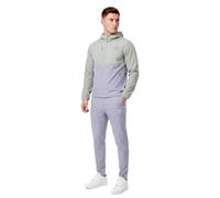 Spindle Men's Premium Tracksuit Set - Tech Stretch Hooded Jacket & Jogger Pants Combo, 6-Pocket Gym Sweatsuit Bundle, Breathable Running Training Gear (Sage Green & Grey)