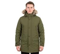 Spindle Men's Winter Parka Jacket with Detachable Fur Hood - Quilted Insulated, Water-Repellent, Multi-Pocket, Heavyweight Outdoor Coat Khaki Green