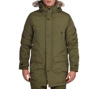 Spindle Men's Winter Parka Jacket with Fur Hood - Quilted Insulated, Water-Repellent, Multi-Pocket, Heavyweight Outdoor Coat Khaki Green Olive Green M