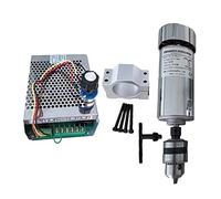 Spindle Motor, Air Cooled 0.4kw CNC Drill Chuck SpindleMotor Kit 400W Spindle Motor + Power Supply Speed Governor For Engraving(Package 5)