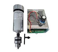 Spindle Motor, Air Cooled 0.4kw CNC Drill Chuck SpindleMotor Kit 400W Spindle Motor + Power Supply Speed Governor For Engraving(Package 4)