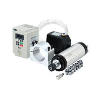 Spindle Motor, CNC Machine Tool Spindle 2200w 2.2kw 24000RPM ER20 Water Cooling Spindle VFD 80w Water Pump 80mm Bracket ER20 Collets(RP VFD Sliver,380)