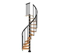 Spindle Stair Loft Spiral Staircase Calgary, Height: 244,8 - 280,8 cm Steps: Beech Base: Anthracite Diameter 120 cm x 140 cm