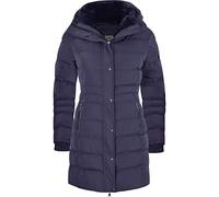 Spindle Women’s Designer Winter Lined Parka Quilted Coat Fur Collar Hooded Long Ladies Womens Jacket (10, Navy Blue Hooded)