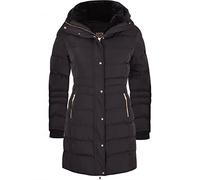 Spindle Women’s Designer Winter Lined Parka Quilted Coat Fur Collar Hooded Long Ladies Womens Jacket (18, Black Gold Hooded)