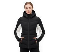 Spindle Womens Ladies Hooded Black Short Quilted Padded Puffer Jacket Coat | Zip Side Pockets | Removable Hood | Fleece Lined Body and Hood | Fitted Puffer Jacket for Women Black and White