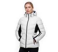 Spindle Womens Ladies Hooded Black Short Quilted Padded Puffer Jacket Coat | Zip Side Pockets | Removable Hood | Fleece Lined Body and Hood | Fitted Puffer Jacket for Women Black and White