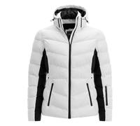 Spindle Womens Ladies Hooded Black Short Quilted Padded Puffer Jacket Coat | Zip Side Pockets | Removable Hood | Fleece Lined Body and Hood | Fitted Puffer Jacket for Women Black and White White XS