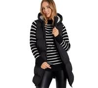 Spindle Womens Ladies Long Padded Hooded Gilet Jacket Sleeveless Bodywarmer with Side Pockets and Inner Pocket Black L
