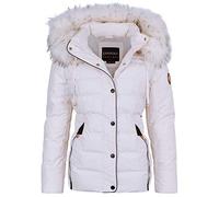 Spindle Womens Ladies Premium Quality Hooded Short Fur Parka Quilted Padded Puffer Coat | Zip Side Pockets | Luxurious Detachable Faux Fur on Hood | Zipped Inner Pocket White 12
