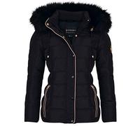Spindle Womens Luxury Hooded Short Fur Parka Quilted Puffer Jacket Black 10