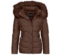Spindle Womens Luxury Hooded Short Fur Parka Quilted Puffer Jacket Brown 8
