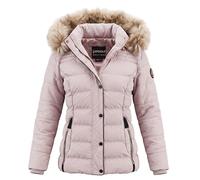Spindle Womens Luxury Hooded Short Fur Parka Quilted Puffer Jacket Grey 10