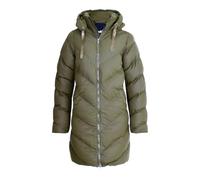 Spindle Womens Mid Length Padded Coat Pocket Quilted Puffer Jacket with Hood Khaki XS