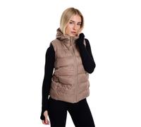 Spindle Womens Plain Black Hooded Gilet Body Warmer Padded Sherpa Borg Lined Zip Up Gilet Vest Basic Bodywarmer Short Sleeveless Jacket Zip Pockets Coffee M