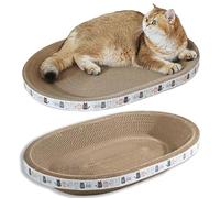 Spindro 2 Pack Extra Large Cat Scratcher Cardboard, Oval Scratcher Bed Cat Scratch Bowl, Scratching Lounge Couch Round Shaped Nest for Indoor Cats Furniture Protector