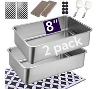 Spindro 2 Pack Stainless Steel Cat Litter Box with High Sides - Large Metal Litter Pan, Includes Litter Mat, Scoop & Scratch Pad, Odor-Free, Easy Clean for Cats & Rabbits
