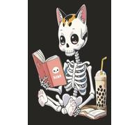 Spine-Chilling Study: Calico Cat Skeleton, Book & Boba Journal